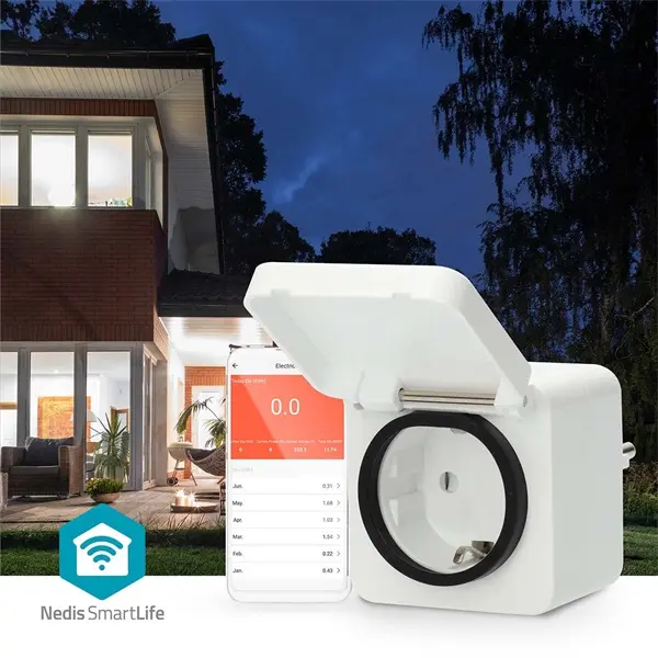 Nedis WIFIPO130FWT kültéri okos konnektor, Wi-Fi, IP44, fogyasztás mérő, 3680 W, földelt érintkező, Android™ / IOS – 8. kép
