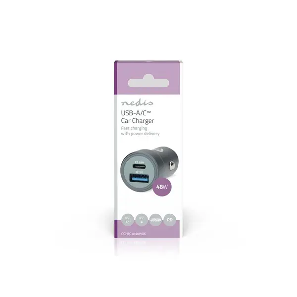 Nedis CCH1C1A48W szivargyújtós autós töltő, 48 W | 1,5 / 2,0 / 3,0 A, USB-A / USB-C, automatikus feszültségválasztás – 8. kép