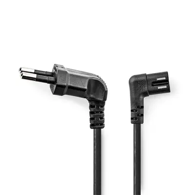 Nedis CEGL11055BK50 tápkábel, Euro dugó,  IEC-320-C7,  pipa, szögben balra, 5m, fekete