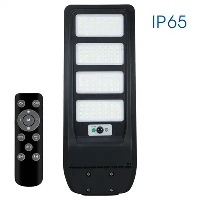 VIVALUX, 004987, REX Szolár LED Utcai világító, 150W, 6400K, 2300lm, IP65, fényvetési szög, 100°, ABS, Fekete