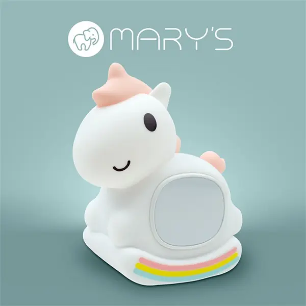 MARYS, MW61638, LED Éjszakai fény ébresztőórával, Unikornis, Akkumulátoros, USB-C kábellel, 1,5W, 3000K+RGB, Rózsaszín
