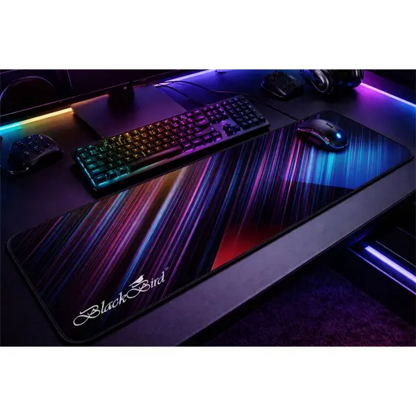 BLACKBIRD Egérpad Gamer NebulaGrip 90x40cm 3mm vastag fekete varrott szegély