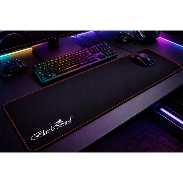 BLACKBIRD Egérpad Gamer DeepBlack 80x30cm 3mm vastag piros varrott szegély