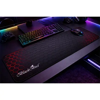 BLACKBIRD Egérpad Gamer TacticField 80x30cm 3mm vastag fekete varrott szegély