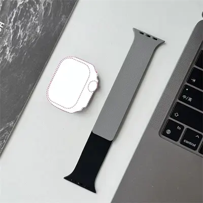 BLACKBIRD Szíj Iwatch készülékhez LITCHI Fekete Szürke 42/44/45/46/49 mm
