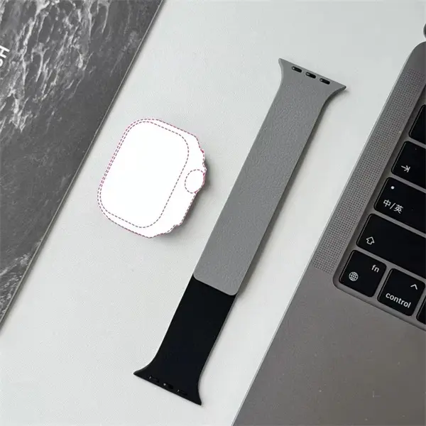 BLACKBIRD Szíj Iwatch készülékhez LITCHI Fekete Szürke 42/44/45/46/49 mm