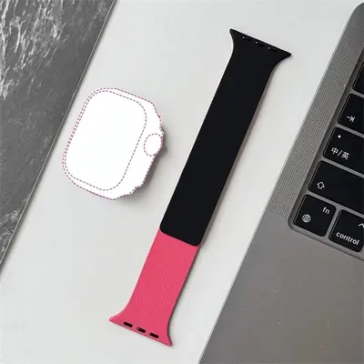 BLACKBIRD Szíj Iwatch készülékhez LITCHI Fekete Pink 42/44/45/46/49 mm
