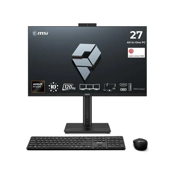 MSI Business AIO PRO MAX 27TP Z 8MG-002, 27" FHD Touch, Ryzen 7 255, 16GB, 512GB, INT, NOOS, Black