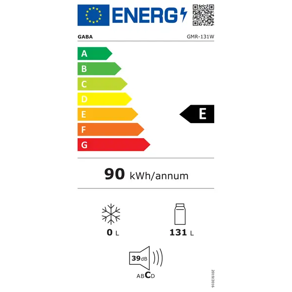 GABA GMR-131W Egyajtós hűtőszekrény, 131L, Fehér – 3. kép