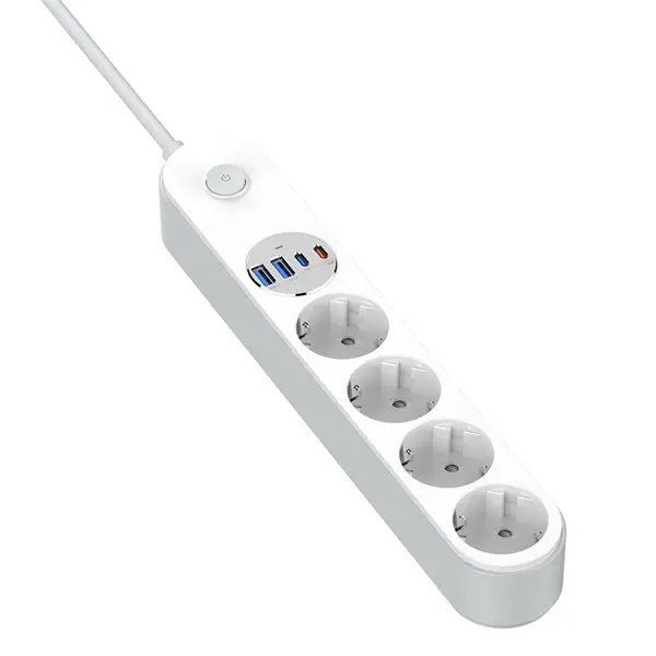 COLORWAY Hálózati elosztó, CW-CHE44PDW, 4 dugalj, 4xUSB (Type-C 2PD20W + 2USB QC3.0) (20 W), 2 m, fehér – 3. kép