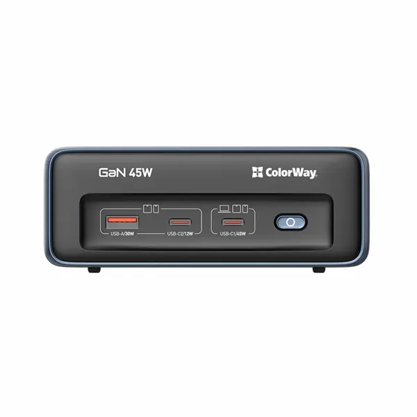 COLORWAY Hálózati és USB elosztó, 2 dugalj, 2x220V/1xUSB-A/2xUSB-C (GaN45W) – 5. kép