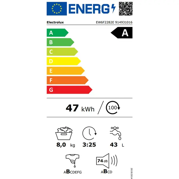 ELECTROLUX EW6F2282E Elöltöltős mosógép, 8kg, 1200 ford/perc, Fehér – 5. kép