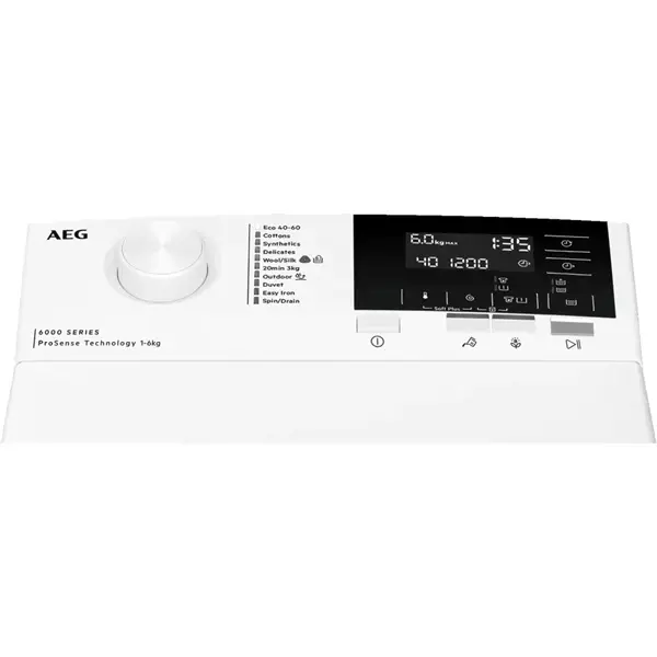 AEG LTRG162E ProSense Felültöltős mosógép, 6kg, 1200 ford./perc, LCD kijelző, ÖkoInverter motor, Fehér – 2. kép