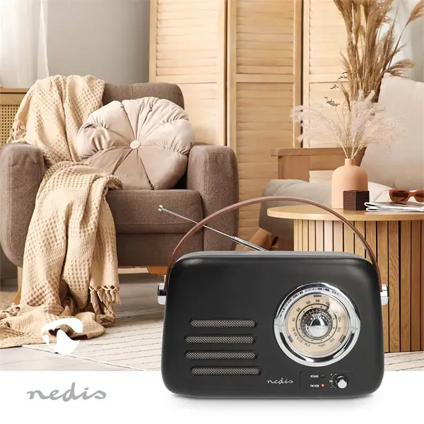 Nedis RDFM2600BK retró FM rádió, Bluetooth® 5.4, AUX bemenet, USB port, 1500 mAh-s lítium-ion akkumulátor – 8. kép