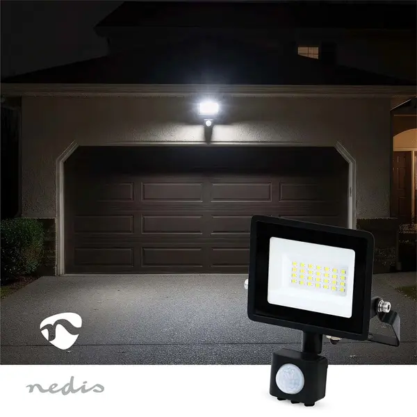 Nedis LLFLP16BLKmozgásérzékelős LED reflektor 20W, IP44, 4000 K, 1620 lm, 220 - 240 V AC 50/60 Hz, Energiaosztály: F – 4. kép