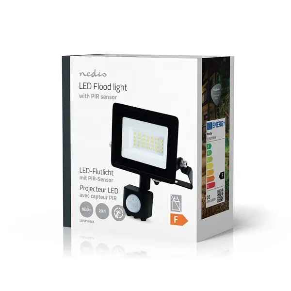Nedis LLFLP16BLKmozgásérzékelős LED reflektor 20W, IP44, 4000 K, 1620 lm, 220 - 240 V AC 50/60 Hz, Energiaosztály: F – 6. kép