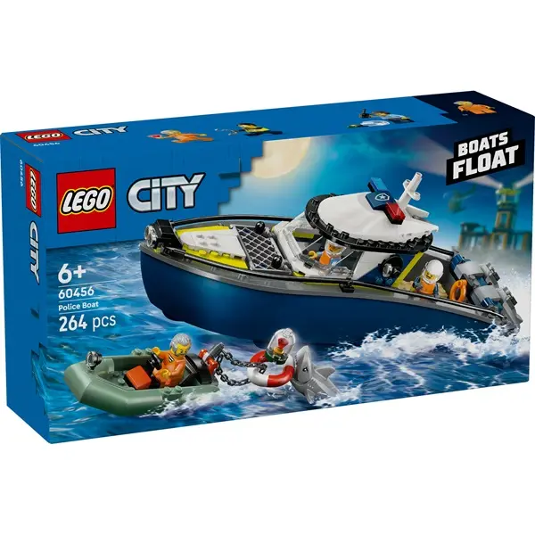 LEGO® City Üldözés rendőrségi csónakkal, játék felfújható motorcsónakkal és gumicsónakkal 60456
