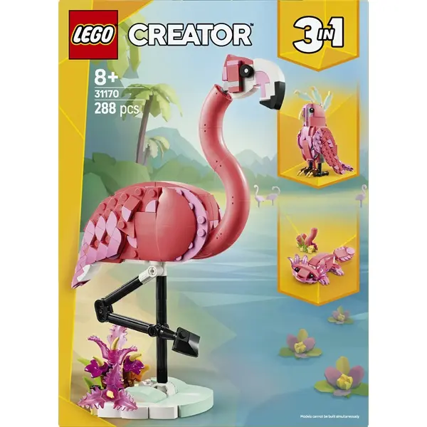 LEGO® Creator 3 az 1-ben Vadállatok: rózsaszín flamingó, állatos játékkészlet 31170 – 3. kép