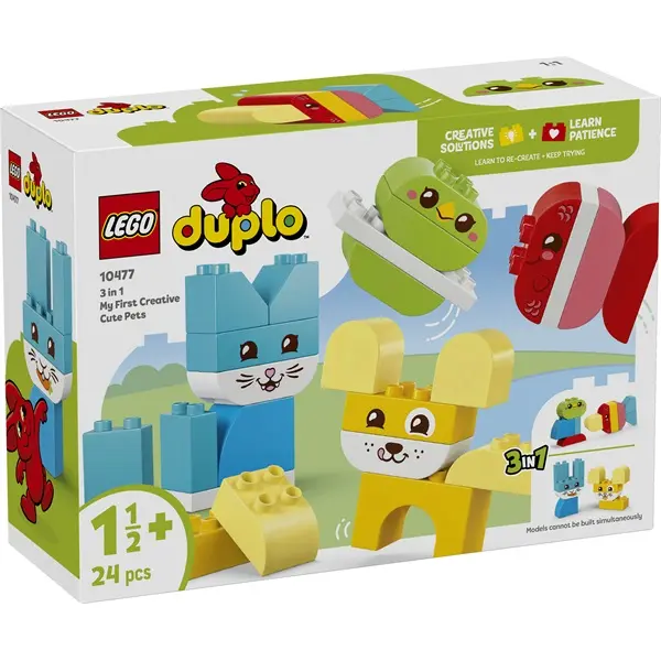 LEGO® DUPLO® Első készletek Kreatív és aranyos, 3 az 1-ben házi kedvencek játék 10477