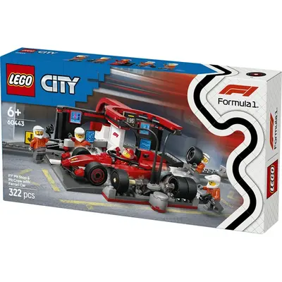 LEGO® F1®-es boxutca és személyzet, Ferrari autóval, versenyautós játék 60443 – 2. kép