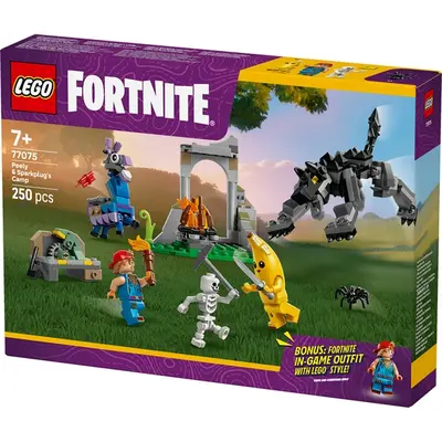 LEGO® Fortnite® Peely és Sparkplug táborhelye, videójátékon alapuló építőszett 77075 – 2. kép