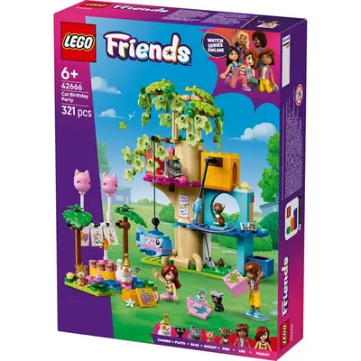 LEGO® Friends Születésnapi cicazsúr és lombház cicáknak, játék építőkészlet 42666 – 2. kép