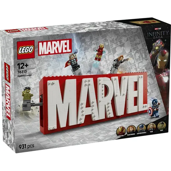 LEGO® | Marvel: MARVEL logó és minifigurák, gyűjthető és megépíthető szett 76313