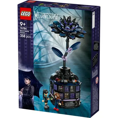 LEGO® Wednesday Fekete dália, halloweeni ajándék, művirág szobadekoráció – 2. kép