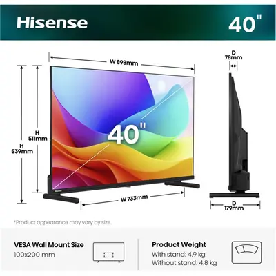 HISENSE 40A5S FHD Hi-QLED Smart TV 40"/100cm, 1920x1080, HDMI/USB/RJ45/Wfi – 2. kép
