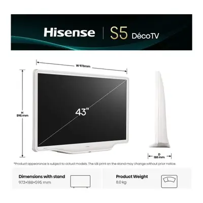 HISENSE 43S5Q 4K UHD Smart Hi-Hi-QLED Déco TV 43"/108cm, 3840x2160, 3xHDMI/USB/RJ45/Wifi – 2. kép