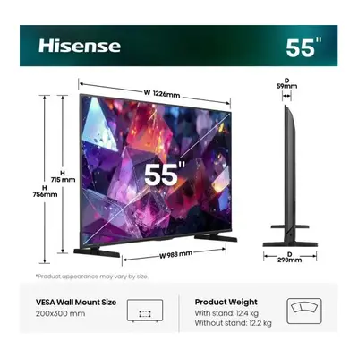 HISENSE 55E7S PRO 55"139cm 4K UHD 144Hz Smart Hi-QLED TV, 3840x2160, 4xHDMI/2xUSB/RJ45/Wifi – 2. kép