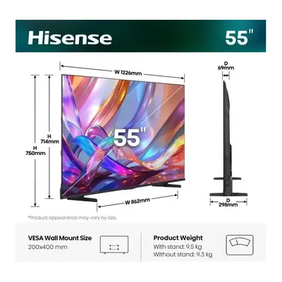 HISENSE 55E7S 55"/139cm 4K UHD Smart Hi-QLED TV, 3840x2160, 3xHDMI/2xUSB/RJ45/Wifi – 2. kép