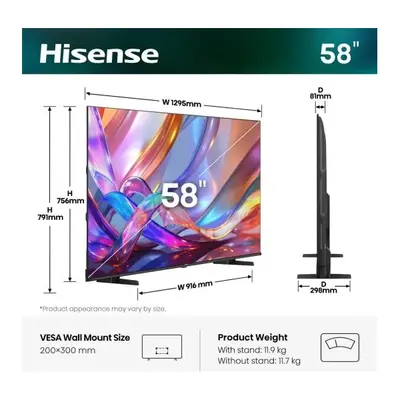 HISENSE 58E7S 58"/146cm 4K UHD Smart Hi-QLED TV, 3840x2160, 3xHDMI/2xUSB/RJ45/Wifi – 2. kép