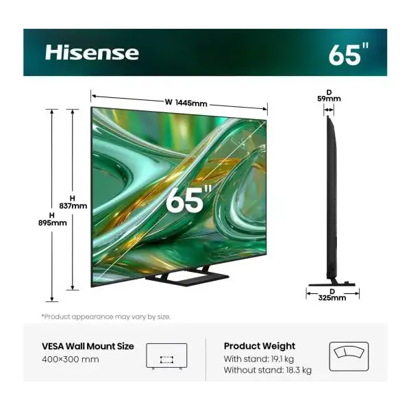 HISENSE 65E8S 65"/164cm 4K 144Hz Smart MiniLED TV, 3840x2160, 4xHDMI/2xUSB/RJ45/Wifi – 2. kép