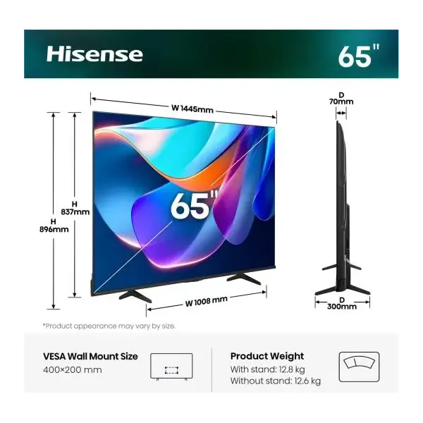 HISENSE 65A6S 65"/164cm 4K UHD Smart LED TV, 3840x2160, 3xHDMI/2xUSB/RJ45/Wifi – 2. kép