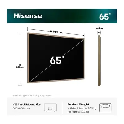 HISENSE 65S7S 65"/164cm 4K 144Hz Smart Hi-QLED Canvas TV, 3840x2160, 4xHDMI/2xUSB/RJ45/Wifi – 2. kép