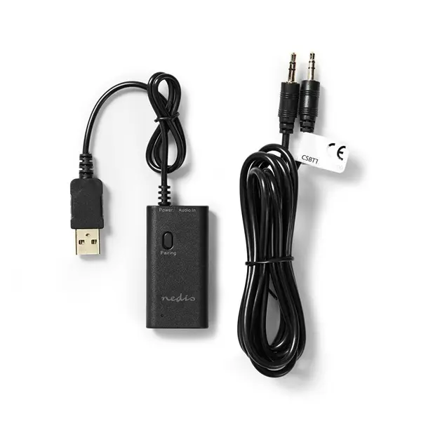 Nedis BTTR100BK bluetooth adó, Audio/video/adatcsatlakozók bemenete: 1x AUX / 1x USB | AptX / SBC, memória 2 eszközre – 6. kép