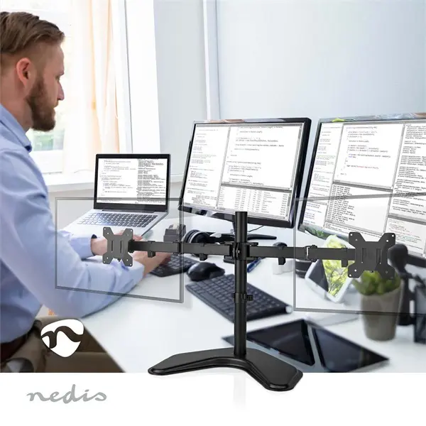 Nedis MMDOSD110BK 15"-32" asztali 2 monitor tartóállvány, VESA 75x75 / 100x100 – 6. kép