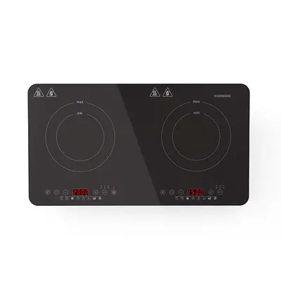 MELISSA dupla indukciós főzőlap, 3500 W, 10 teljesítményszint, 8 előre beállított érték, időzítő, boost funkció, LCD