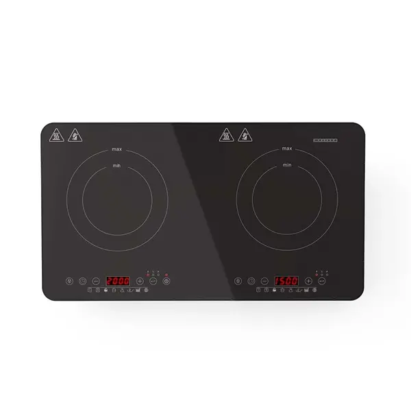 MELISSA dupla indukciós főzőlap, 3500 W, 10 teljesítményszint, 8 előre beállított érték, időzítő, boost funkció, LCD