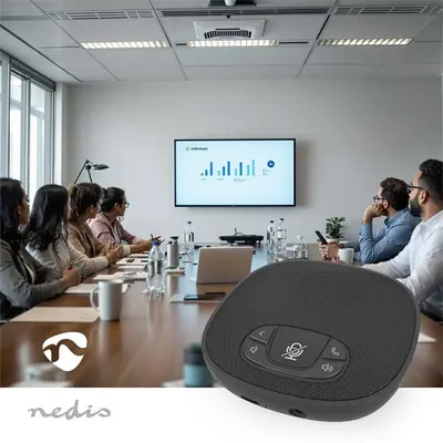 Nedis MICCWS126BK konferencia mikrofon, Bluetooth, mikrofon hatótávolsága: 10 m, akkumulátorról / USB-ről táplált