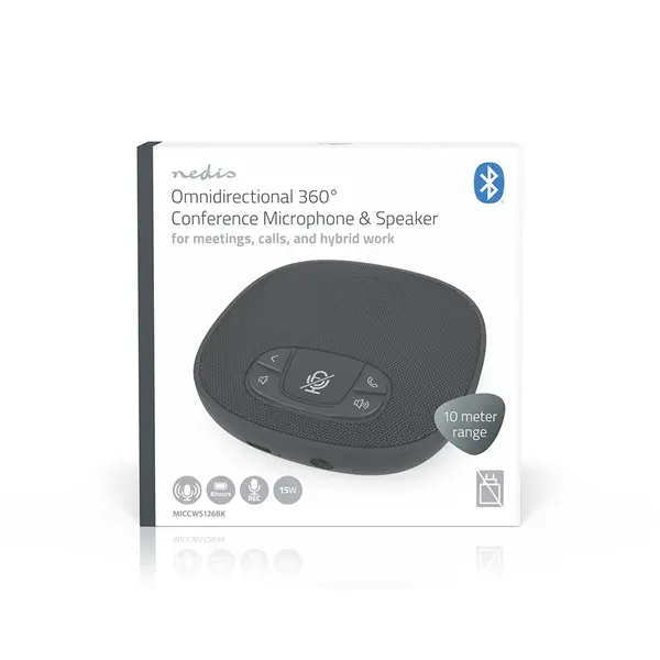 Nedis MICCWS126BK konferencia mikrofon, Bluetooth, mikrofon hatótávolsága: 10 m, akkumulátorról / USB-ről táplált – 6. kép