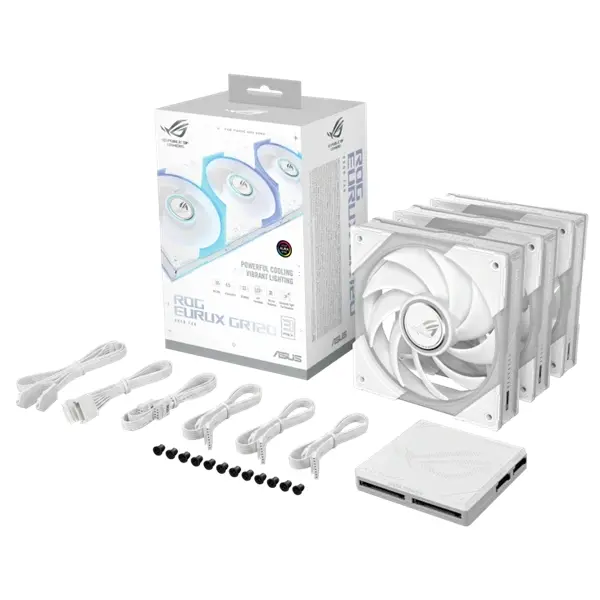 ASUS Rendszerhűtő Ventilátor ROG EURUX GR120 ARGB, 12cm (3db), fehér – 3. kép
