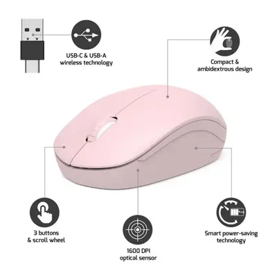 PORT DESIGNS Egér WIRELESS Rózsaszín – 2. kép