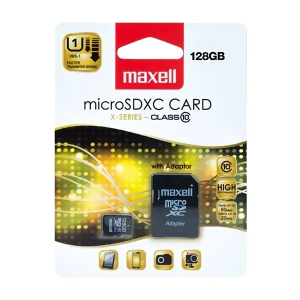 MAXELL Memóriakártya MicroSDXC 128GB X-Series + Adapter Class10 – 2. kép