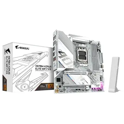 GIGABYTE Alaplap AM5 X870M AORUS ELITE WIFI7 ICE AMD X870, mATX