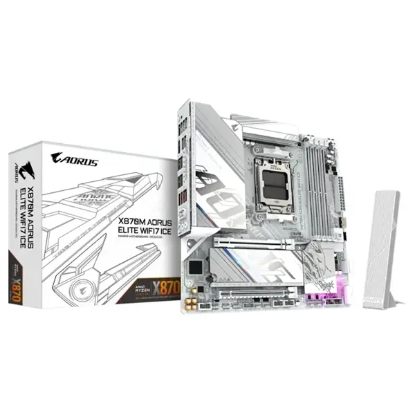GIGABYTE Alaplap AM5 X870M AORUS ELITE WIFI7 ICE AMD X870, mATX