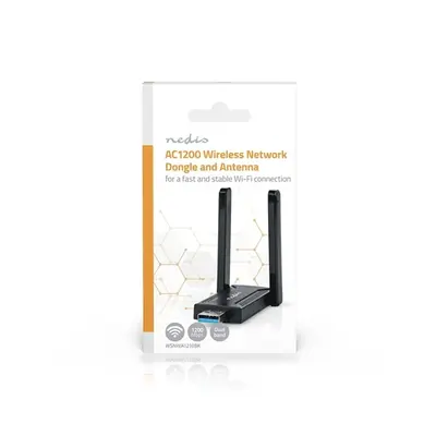 NEDIS WSNWA1210BK Wireless Adapter AC1200, 2.4/5 GHz (Dual Band), USB3.0, Wi-Fi 1200 Mbps, Windows 10/11 – 2. kép