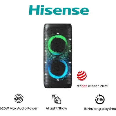 HISENSE Party Thunder Bluetooth Hangszóró, 6 hangszóró, 620W, Fekete – 2. kép