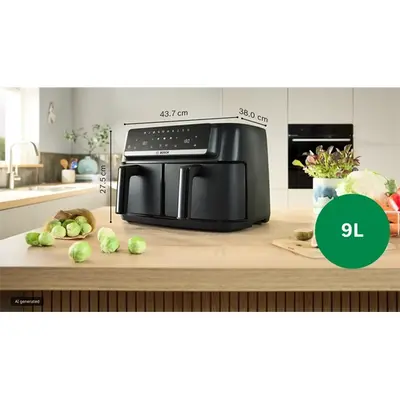 BOSCH MAFD440B7 Serie 4 Két fiókos Forrólevegős sütő, 4,5L, 2500W, Fekete – 2. kép